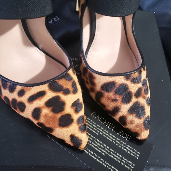 Rachel Zoe Leopard Calf Hair Fur Pointed Toe Pump - Picture 4 of 9